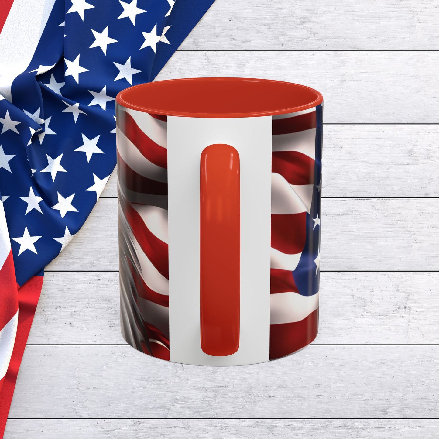 Patriotic Bald Eagle Coffee Mug - American Flag Accent - 11oz/15oz - Multiple Colors