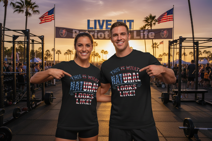 American Flag Natural Looks Fitness T-Shirt | Patriotic Gym Tee