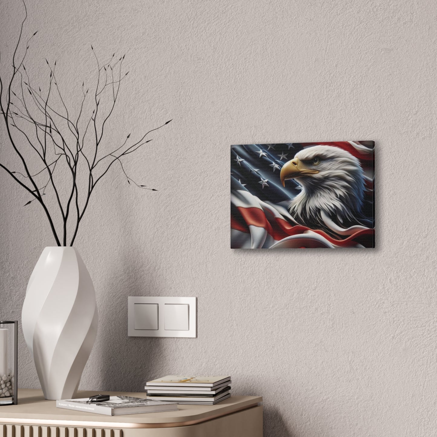 Patriotic Canvas Wall Art - American Eagle - American Flag Background Design - Red White Blue - Home Decor for Veterans -  Memorial Day -  Independence Day -  Holiday Gifts -