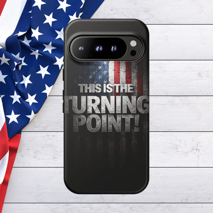 Stunning Patriotic Protective Cell Phone Case -  Charlie Kirk - This Is The Turning Point! - Red White Blue - Beautiful American Flag Backdrop Design - Perfect Gift for Everyday Use, Durable Cover, Stylish Protection