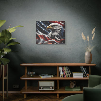 Patriotic Eagle Gallery Wrapped Canvas Art - American Flag Wall Decor - Red White Blue - USA Pride - Holiday Gift -  4th of July Home Decoration - Veteran Gift -  USA Theme Art - Print On Sides - Mirror Sides -