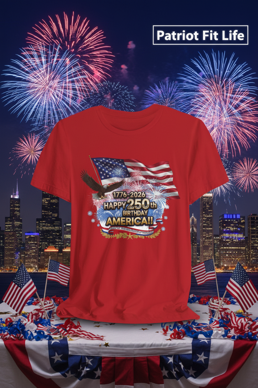 Happy 250th Birthday America T-Shirt | Patriotic Eagle & Flag Tee 1776–2026