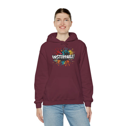 Unstoppable! Paint Splash Hoodie - Motivational Graphic Sweatshirt - Unisex Pullover - S-5XL