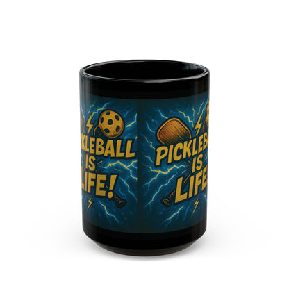 Pickleball Is Life! Design - 11oz 15oz - Ceramic Coffee Mug - Perfect Gift for Players - Gift For Her - Gift For Him - Birthday Gift - Black Coffee Cup - Pickleball Gift - Sports Mug - Fun Drink-ware - Unique Kitchen Decor