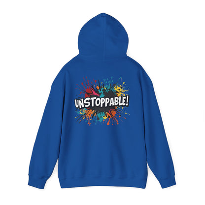 Unstoppable! Paint Splash Hoodie - Motivational Graphic Sweatshirt - Unisex Pullover - S-5XL
