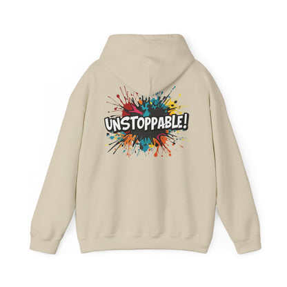 Unstoppable! Paint Splash Hoodie - Motivational Graphic Sweatshirt - Unisex Pullover - S-5XL