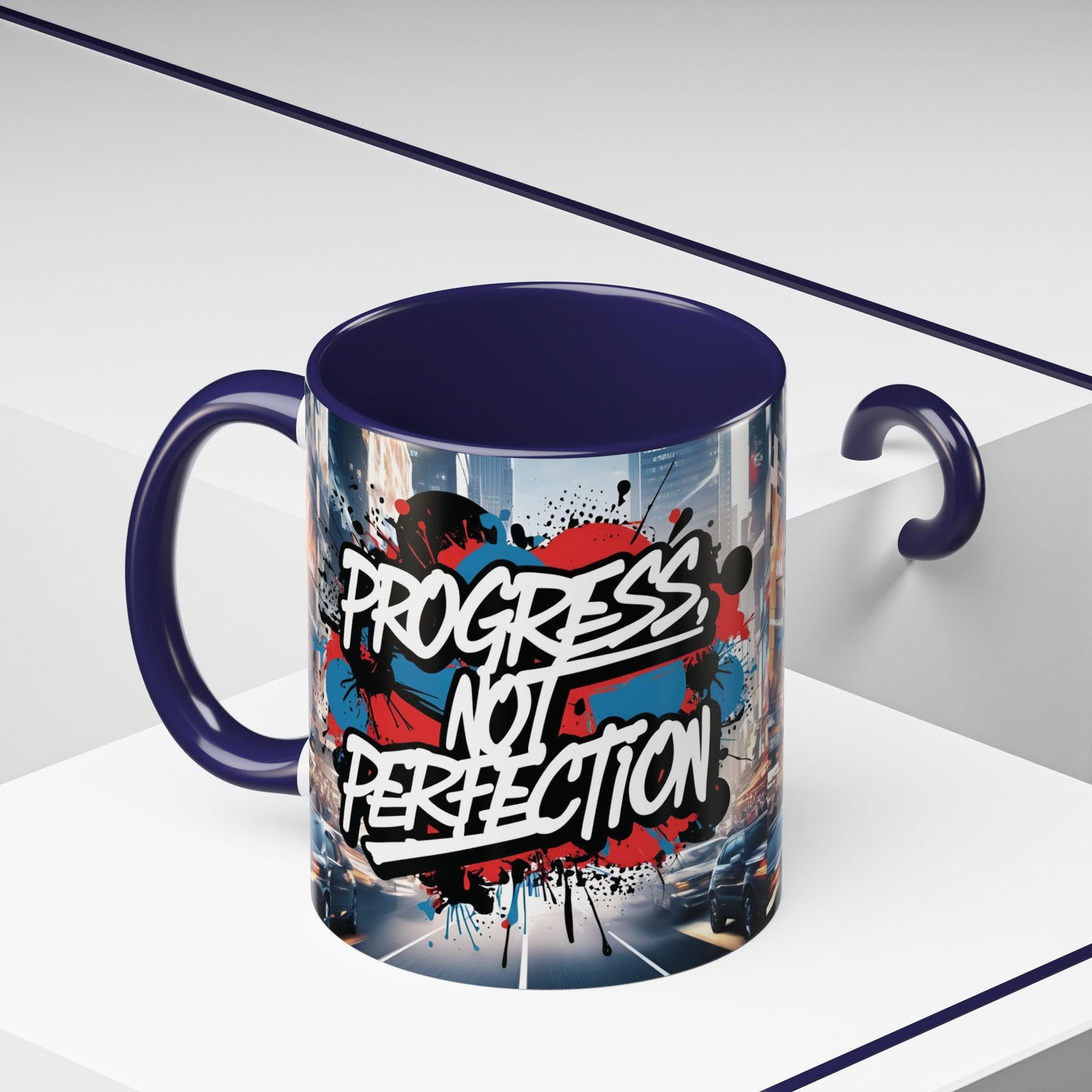 Progress Not Perfection! Graffiti Style Mug - Vibrant Design - 11oz/15oz - 8 Colors