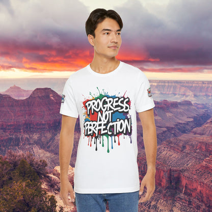 💥 Vibrant   💥   Eye-catching   💥   Motivational    💥 All  Over Print   💥 Unisex T-shirt  💥   Progress  Not  Perfection   💥  Art-Inspired   💥  Apparel  💥  Sizes  XS  x  4XL 💥