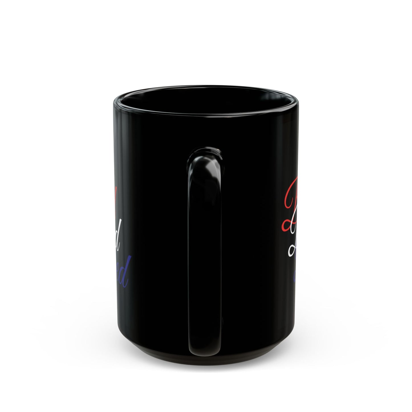 Ceramic Black Mug -  11oz - 15oz - Blessed Red White & Blue Print - American Flag Colors - Ideal for Veterans Day and Independence Day