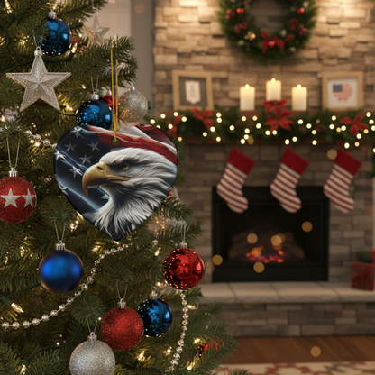Patriotic Eagle Ornaments - American Flag Backdrop - 2 Sided Same Pic -
