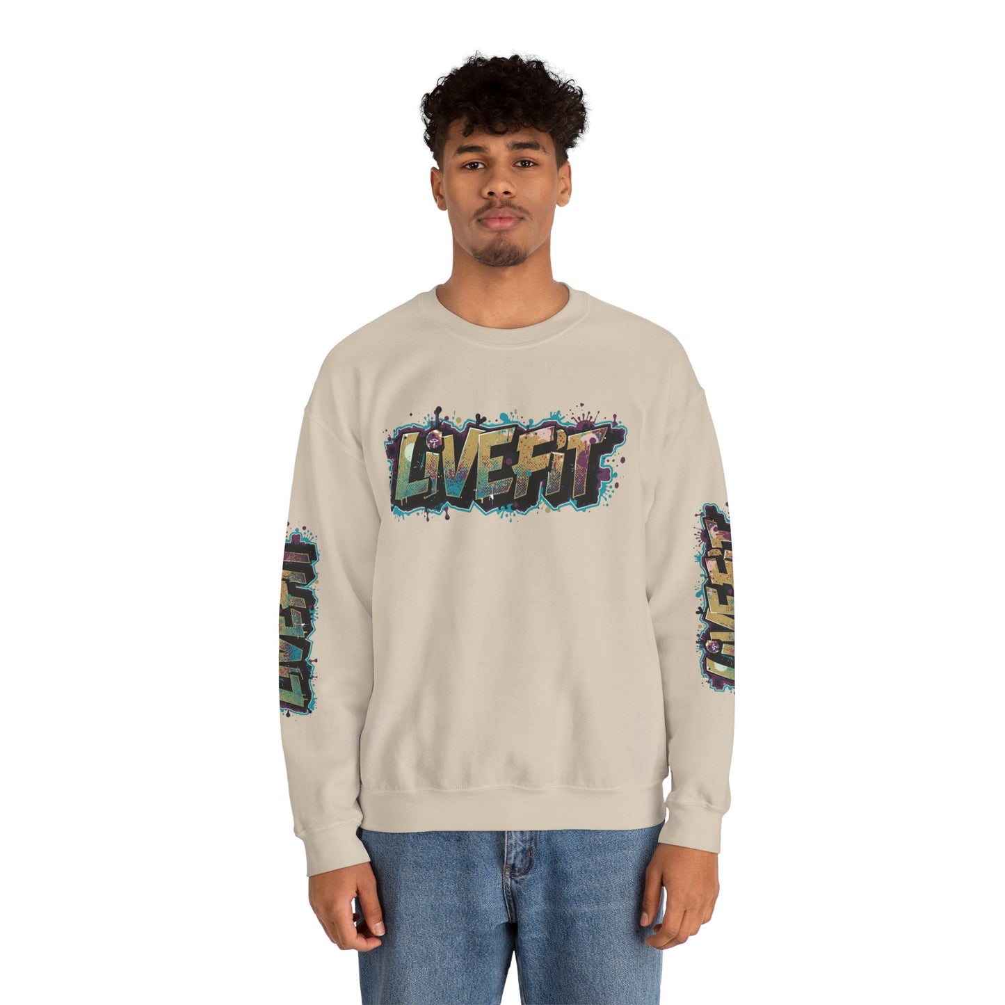 Live Fit Crewneck Sweatshirt - Trendy Fitness Apparel -  Unisex Casual Wear -  Sports Gift -  Workout Fashion -  Street Style Sweatshirt -
