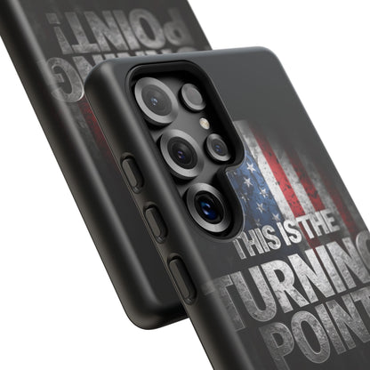 Stunning Patriotic Protective Cell Phone Case -  Charlie Kirk - This Is The Turning Point! - Red White Blue - Beautiful American Flag Backdrop Design - Perfect Gift for Everyday Use, Durable Cover, Stylish Protection