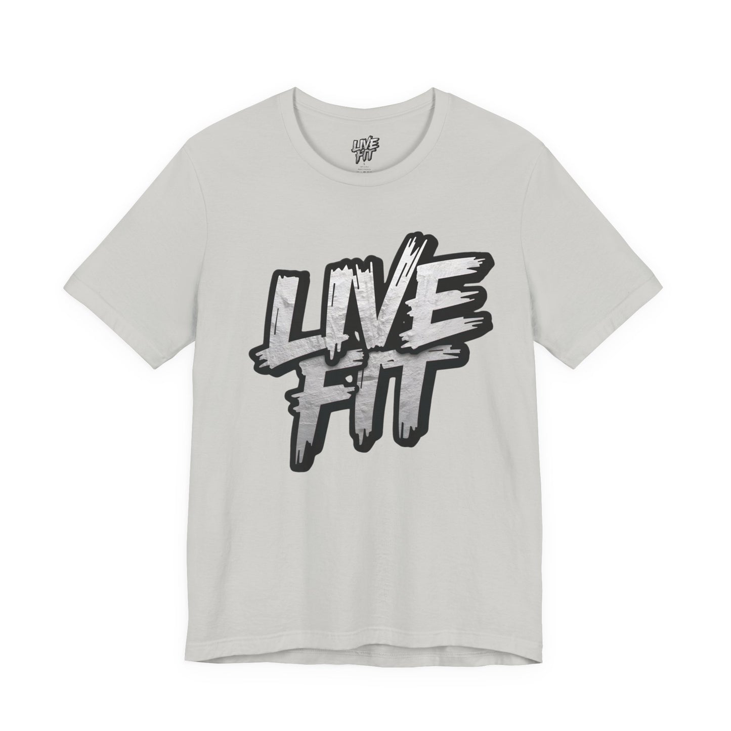 LIVE FIT Unisex Jersey Tee - Fitness Shirt - XS - 4XL -  Workout Apparel -  Motivational T-Shirt - Casual Wear - Gift for Fitness Enthusiasts
