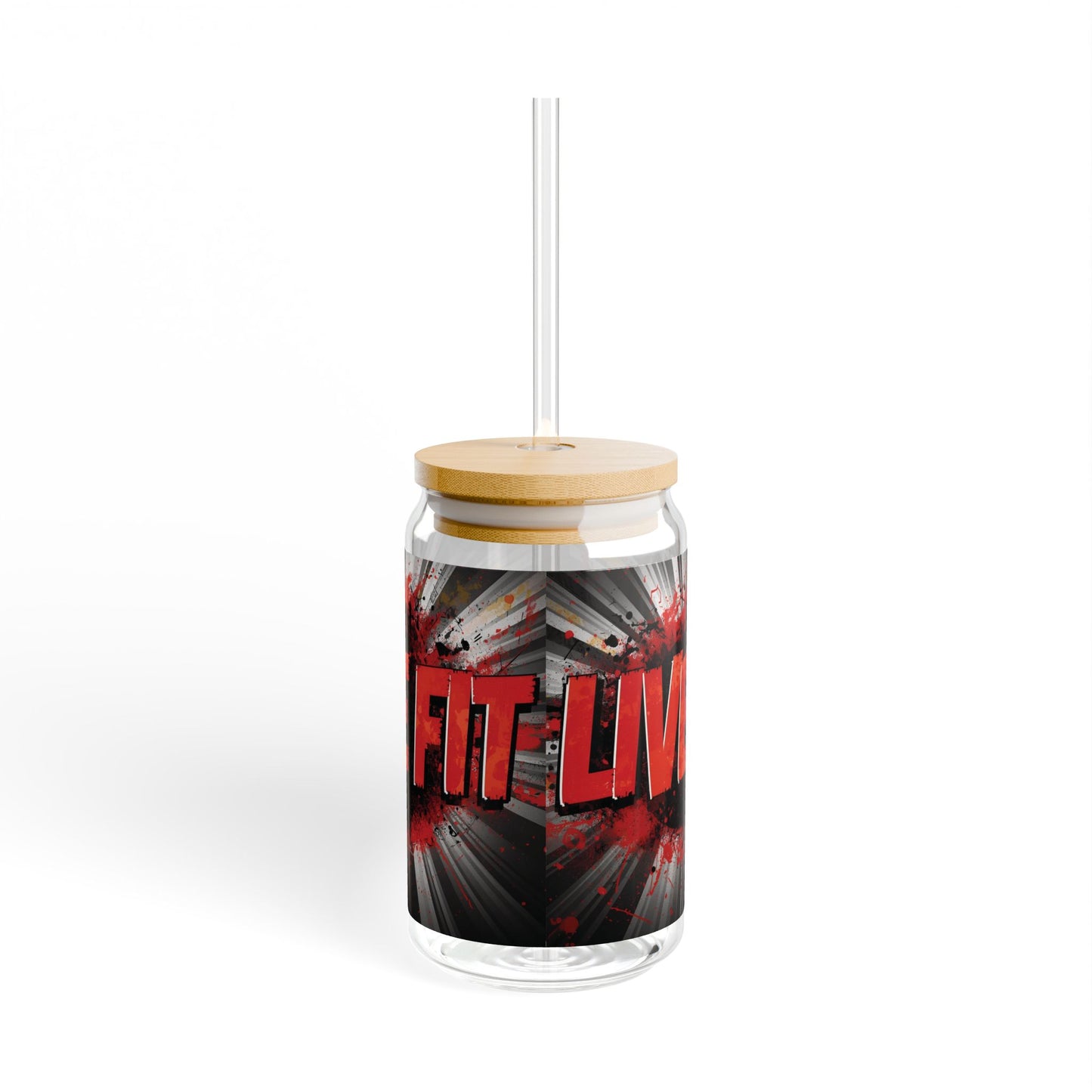 LIVE FIT - Sipper Glass - 16oz - Motivational Drink Ware for Fitness Enthusiasts - Reusable Glass Straw - Perfect for Gym & Everyday Use -