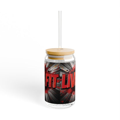 LIVE FIT - Sipper Glass - 16oz - Motivational Drink Ware for Fitness Enthusiasts - Reusable Glass Straw - Perfect for Gym & Everyday Use -