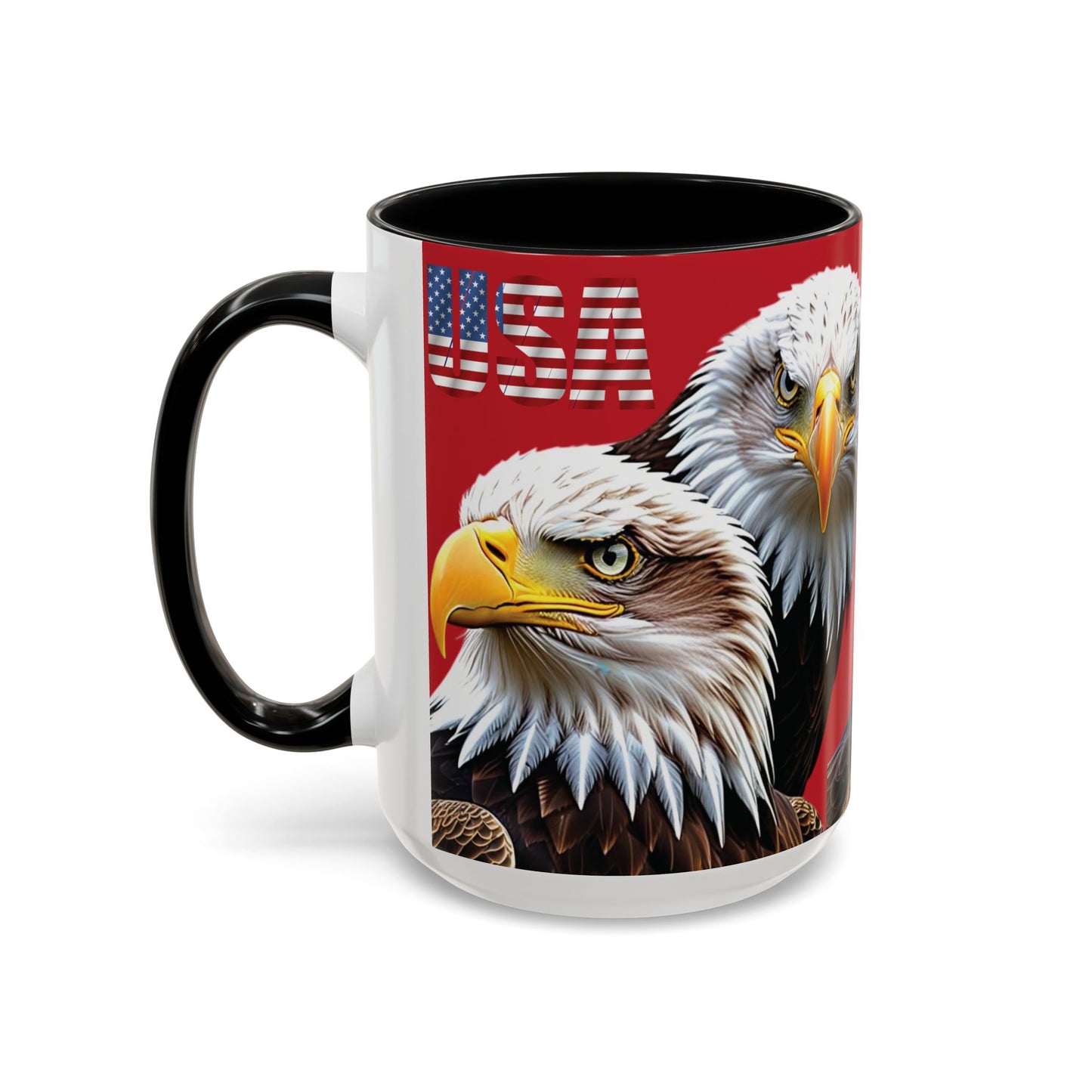 Patriotic Bald Eagle Accent Mug - Red White & Blue - 11oz/15oz - 4 Colors