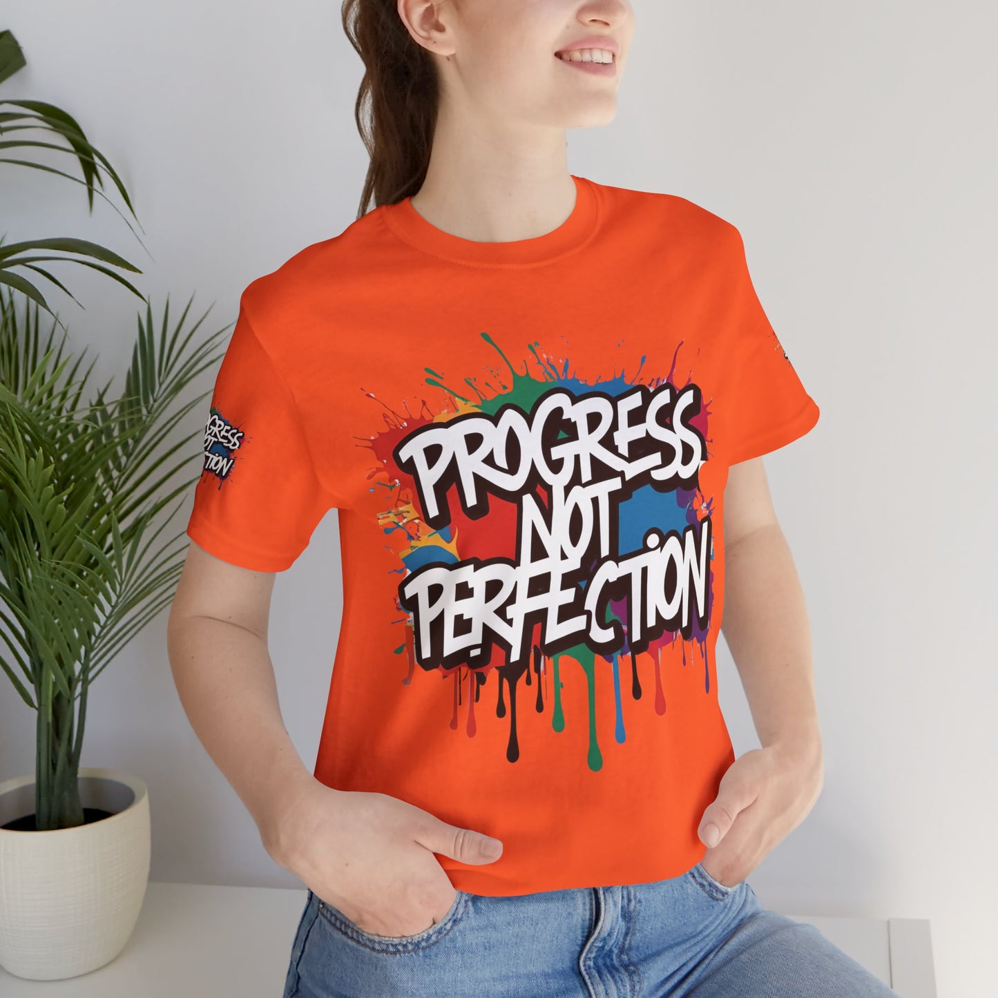 💥 Vibrant   💥   Eye-catching   💥   Motivational    💥 All  Over Print   💥 Unisex T-shirt  💥   Progress  Not  Perfection   💥  Art-Inspired   💥  Apparel  💥  Sizes  XS  x  4XL 💥