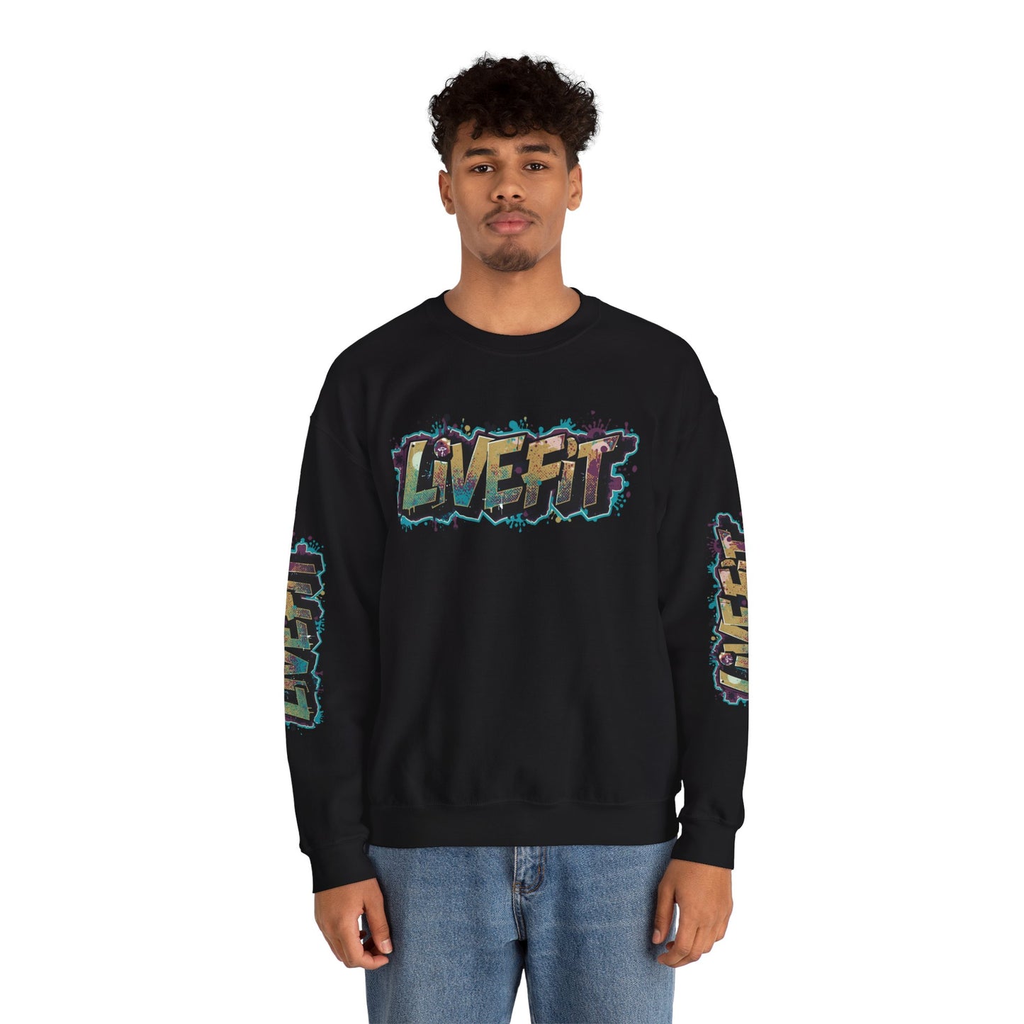 Live Fit Crewneck Sweatshirt - Trendy Fitness Apparel -  Unisex Casual Wear -  Sports Gift -  Workout Fashion -  Street Style Sweatshirt -