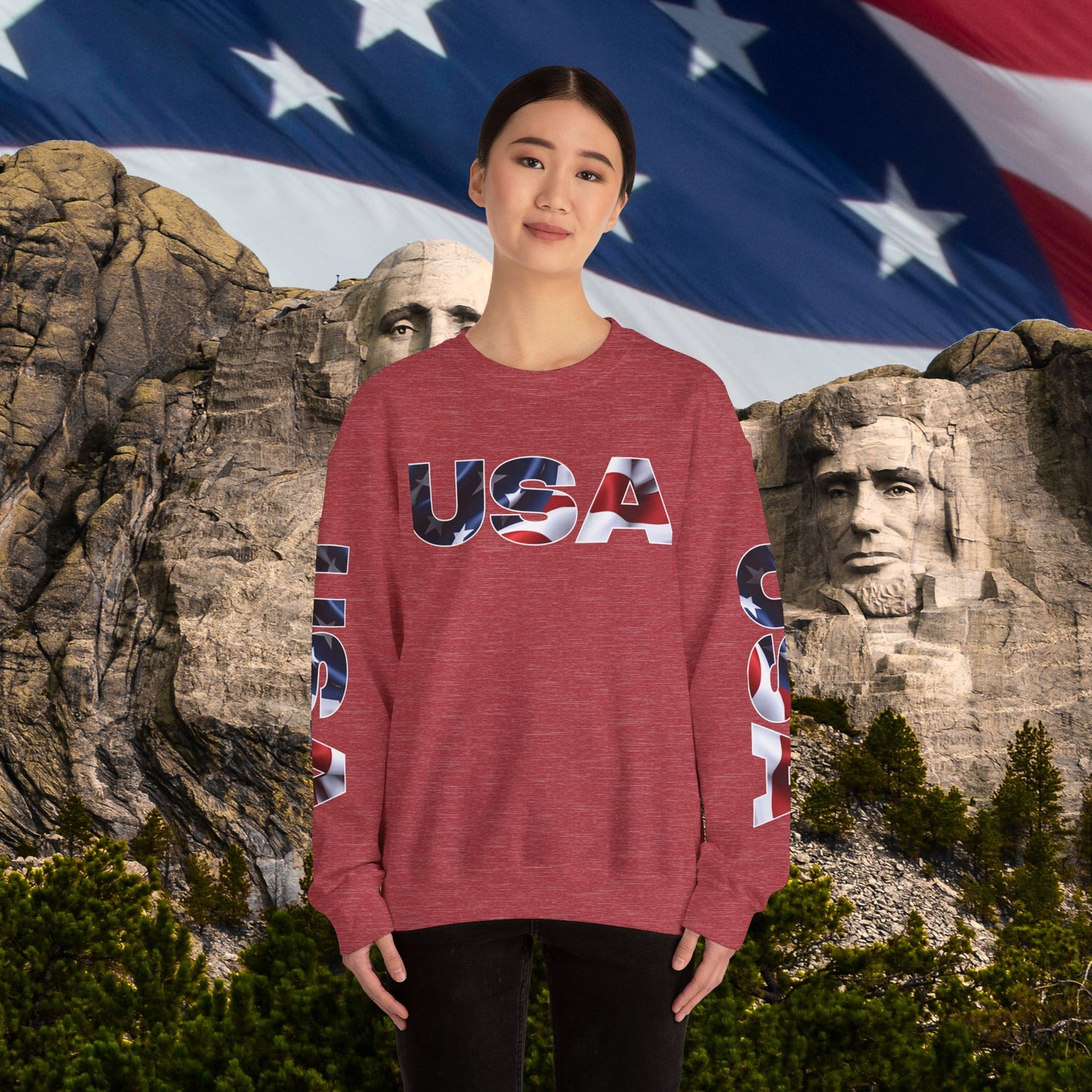 Patriotic USA Crewneck Sweatshirt - Unisex Heavy Blend - American Pride - National Pride Gift - S-5XL
