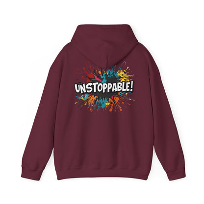 Unstoppable! Paint Splash Hoodie - Motivational Graphic Sweatshirt - Unisex Pullover - S-5XL