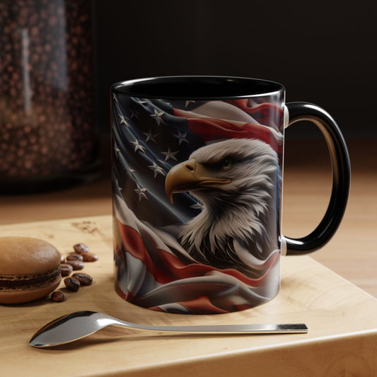 Patriotic Eagle Coffee Mug - 11oz & 15oz - US Flag Mug -  Gift for Veterans -  Independence Day Decor -  American Flag Drinkware