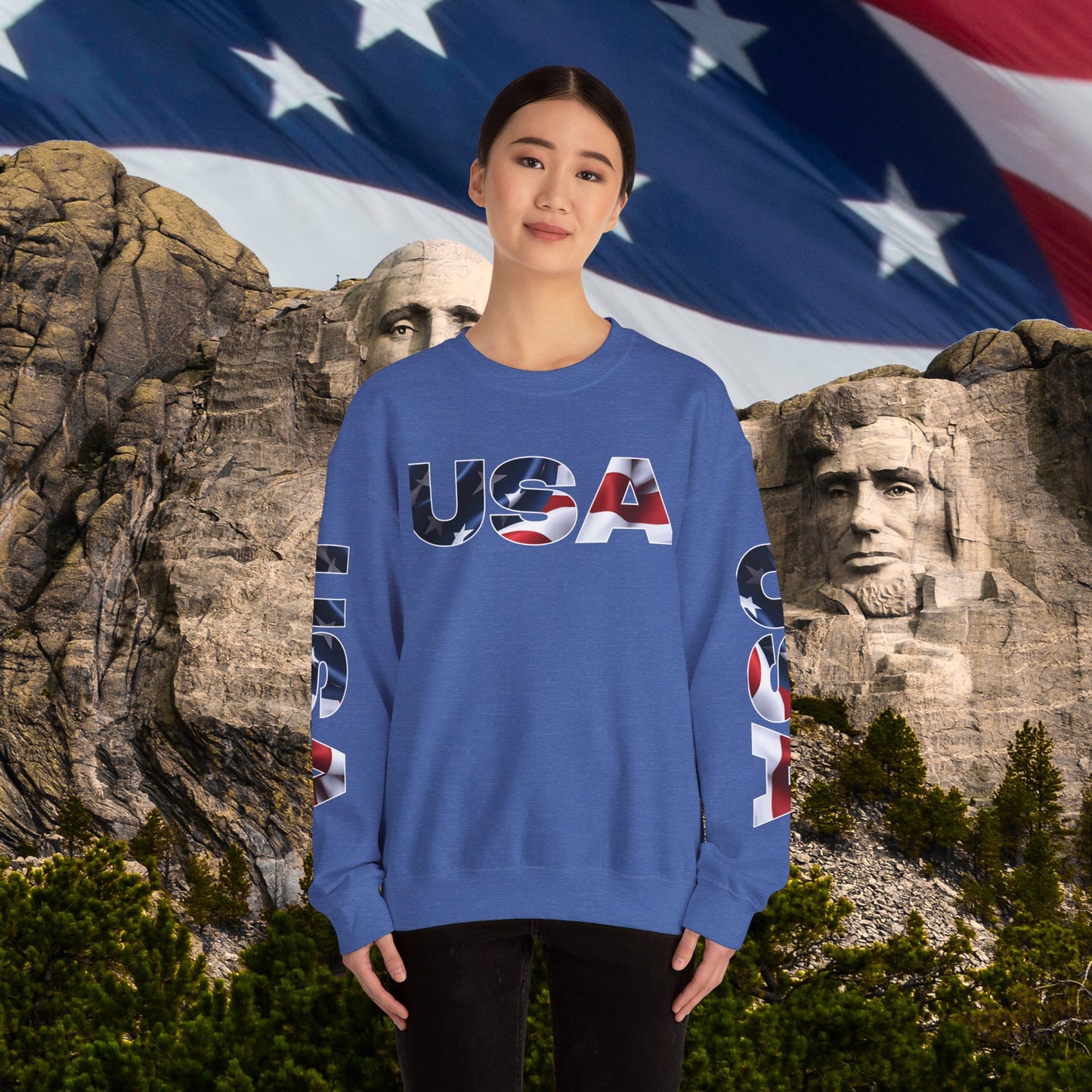 Patriotic USA Crewneck Sweatshirt - Unisex Heavy Blend - American Pride - National Pride Gift - S-5XL