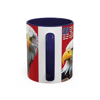 Patriotic Bald Eagle Accent Mug - Red White & Blue - 11oz/15oz - 4 Colors