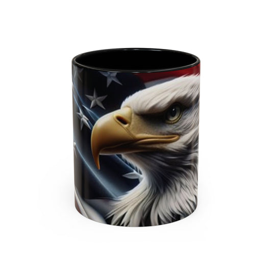 Patriotic Eagle Coffee Mug, 11oz & 15oz, US Flag Mug, Gift for Veterans, Independence Day Decor, Americana Drinkware