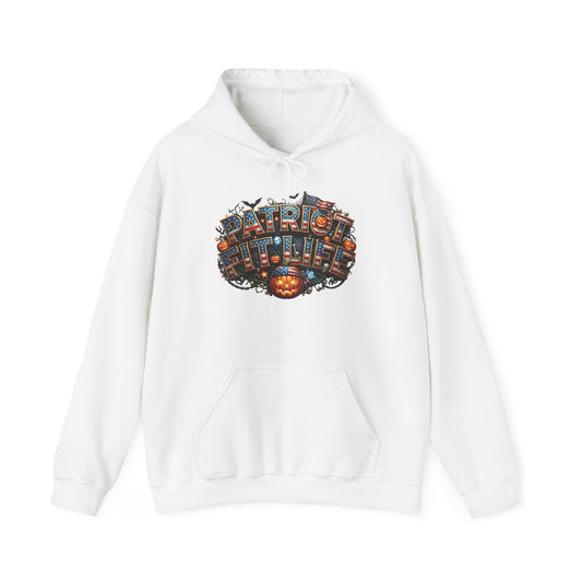 Patriot Fit Life Halloween Pumpkin Haunted House Hoodie - Vintage Spooky Scene