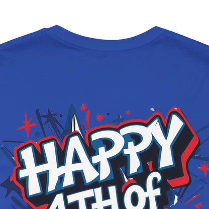 Happy 4th Of July Unisex Jersey Short Sleeve Tee, Independence Day T-Shirt, Patriotic Shirt, Red White Blue Tee, USA Celebration Top