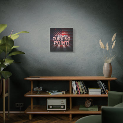 Gallery Wrapped Canvas Wall Art - Charlie Kirk Inspired - This Is The Turning Point! - Red White Blue - American Flag Backdrop Design - Multiple Sizes -