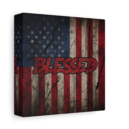 Blessed Patriotic Canvas Wall Art, Americana Decor, Home Wall Decoration, Rustic Flag Artwork, US Flag Decor