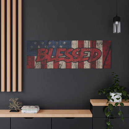 Blessed Patriotic Canvas Wall Art, Americana Decor, Home Wall Decoration, Rustic Flag Artwork, US Flag Decor