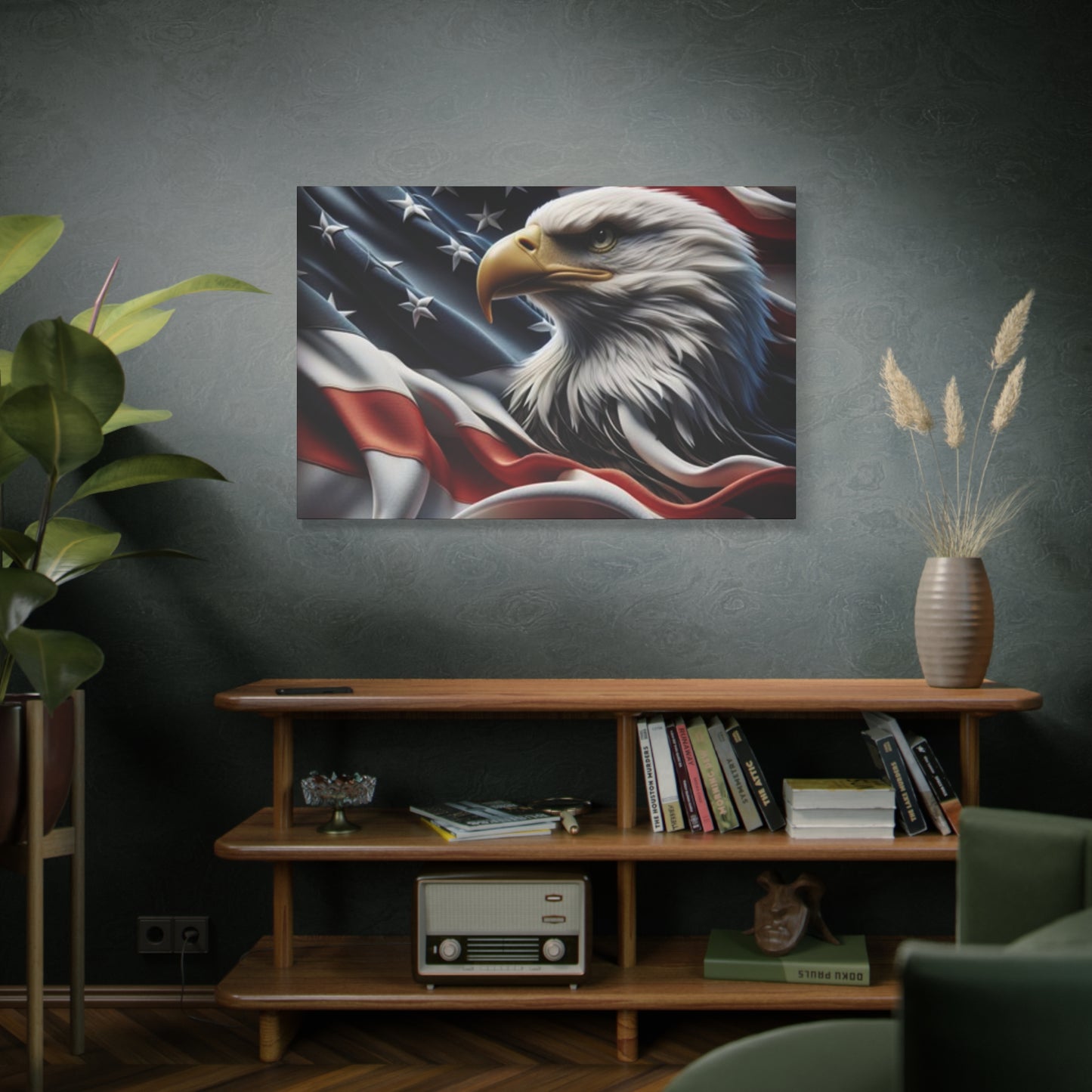 Patriotic Eagle Gallery Wrapped Canvas Art - American Flag Wall Decor - Red White Blue - USA Pride - Holiday Gift -  4th of July Home Decoration - Veteran Gift -  USA Theme Art - Print On Sides - Mirror Sides -