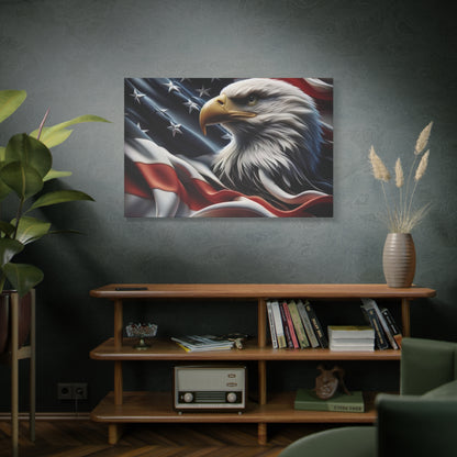 Patriotic Eagle Gallery Wrapped Canvas Art - American Flag Wall Decor - Red White Blue - USA Pride - Holiday Gift -  4th of July Home Decoration - Veteran Gift -  USA Theme Art - Print On Sides - Mirror Sides -