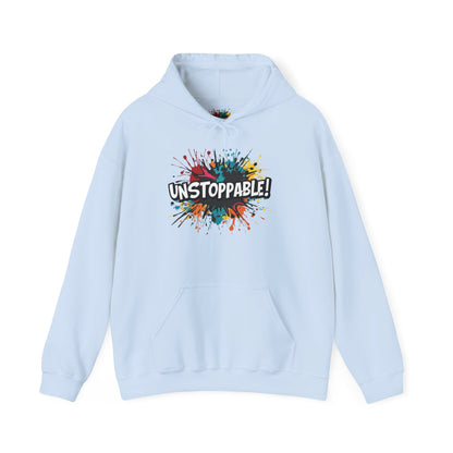 Unstoppable! Paint Splash Hoodie - Motivational Graphic Sweatshirt - Unisex Pullover - S-5XL
