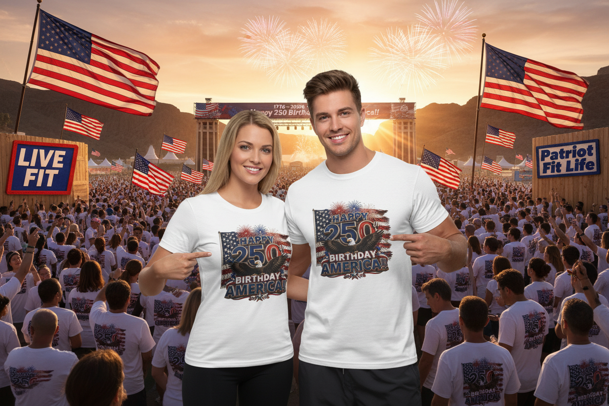 Happy 250th Birthday America T-Shirt | Patriotic Eagle Flag & Fireworks 4th of July Tee