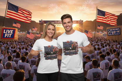 Happy 250th Birthday America T-Shirt | Patriotic Eagle Flag & Fireworks 4th of July Tee