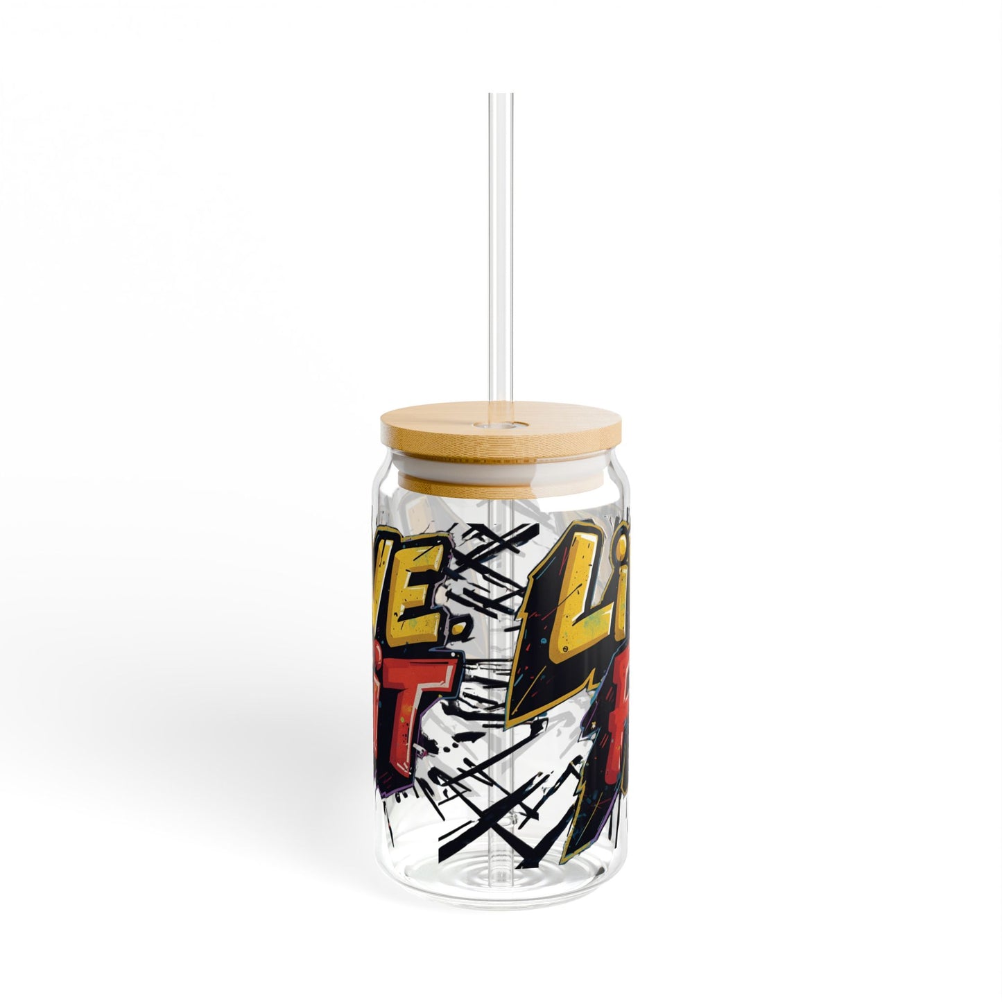 Live Fit Sipper Glass - 16oz Motivational Drink ware - Fitness Gift - Workout Accessories -  Hydration Bottle - Gym Essential