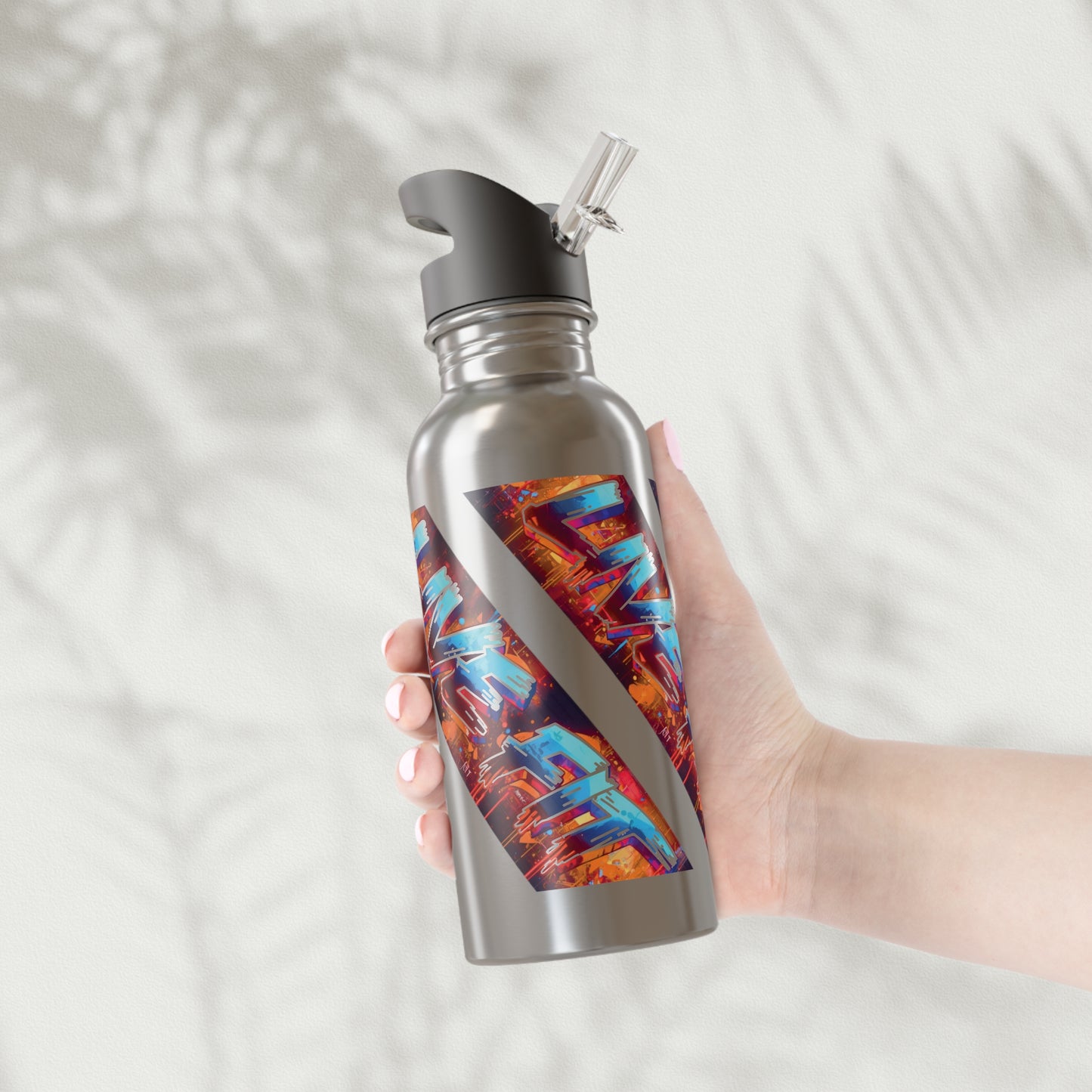 Vibrant - LIVE FIT - Stainless Steel  - 20oz - Water Bottle - Flip Top Spout - With Straw - Eco-Friendly -