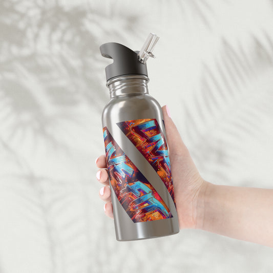 Vibrant - LIVE FIT - Stainless Steel  - 20oz - Water Bottle - Flip Top Spout - With Straw - Eco-Friendly -