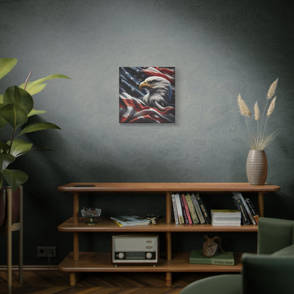 Patriotic Eagle Gallery Wrapped Canvas Art - American Flag Wall Decor - Red White Blue - USA Pride - Holiday Gift -  4th of July Home Decoration - Veteran Gift -  USA Theme Art - Print On Sides - Mirror Sides -