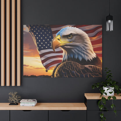 Patriotic Red Eagle Canvas Wall Art, Stretched Eagle Art - Red White Blue - American Flag Decor - Veteran's Day Gift - 4th of July Decoration, Home Gallery Wall
