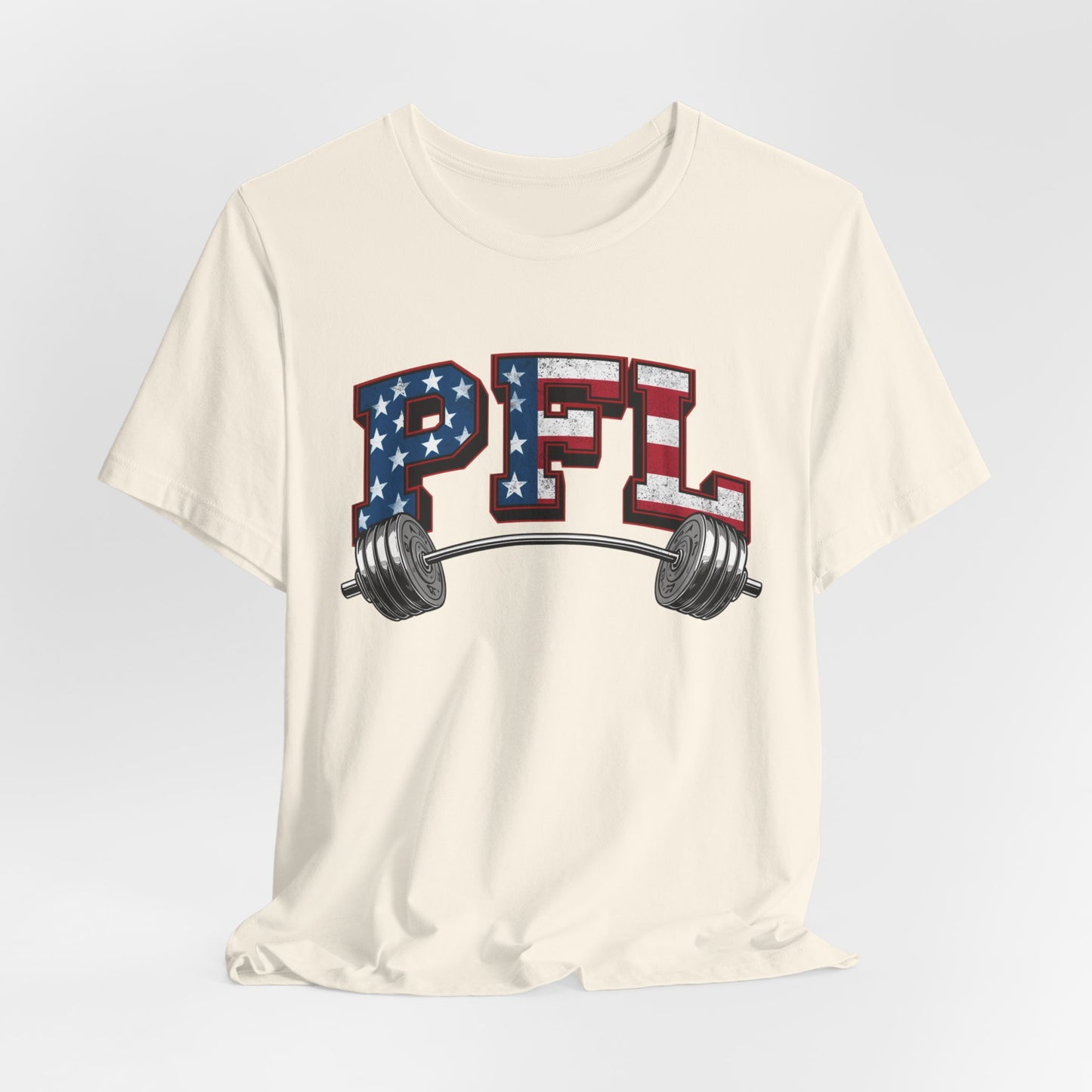 PFL Patriot Fit Life T-Shirt | American Flag Barbell Weightlifting Tee – LIVE FIT