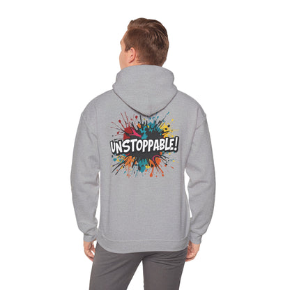 Unstoppable! Paint Splash Hoodie - Motivational Graphic Sweatshirt - Unisex Pullover - S-5XL