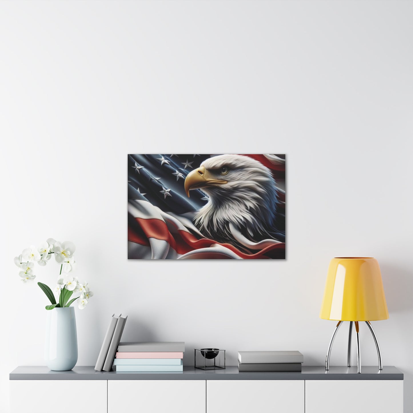 Patriotic Canvas Wall Art, American Eagle & Flag Print, Home Decor for Veterans, Memorial Day, Independence Day, Gifts