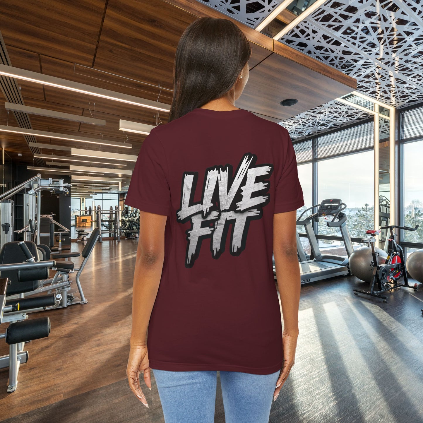LIVE FIT Unisex Jersey Tee - Fitness Shirt - XS - 4XL -  Workout Apparel -  Motivational T-Shirt - Casual Wear - Gift for Fitness Enthusiasts