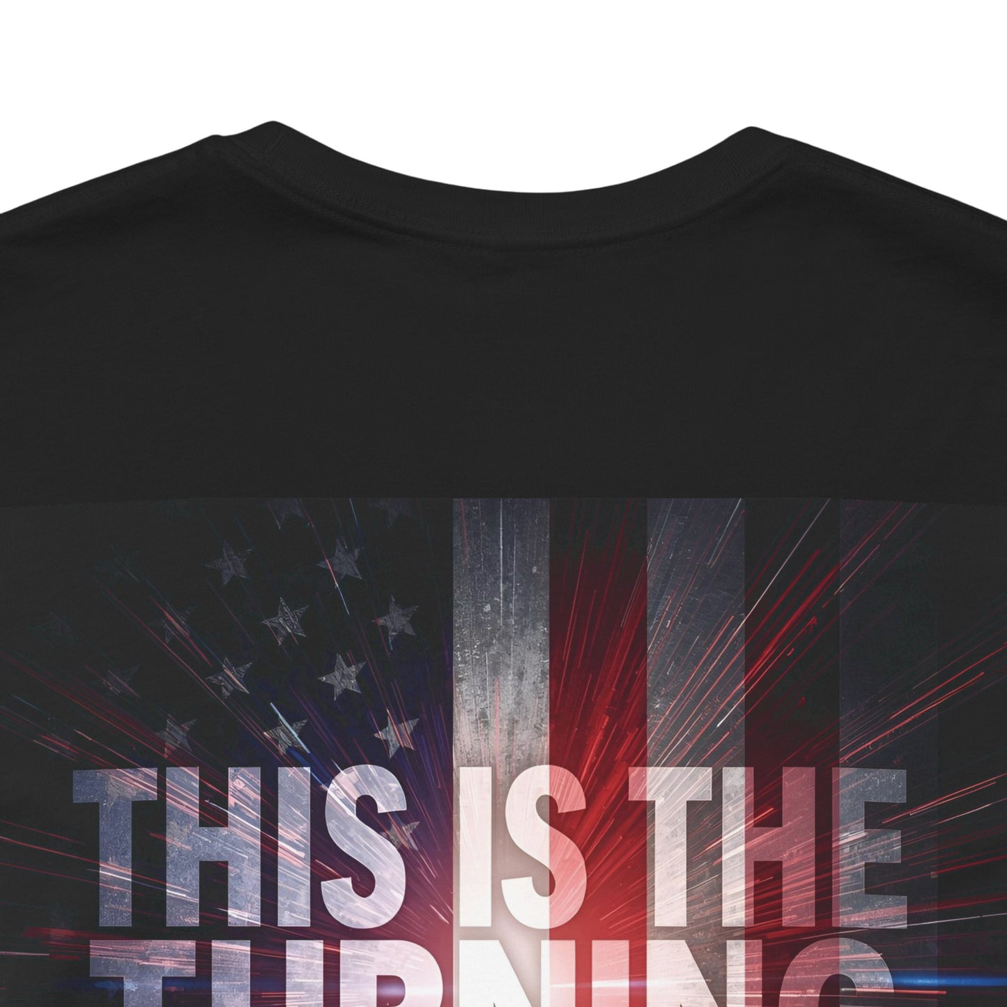 Ultra Motivational - Patriotic - Charlie Kirk - This Is The Turning Point! - Red White Blue - Stunning American Flag Backdrop Design - Black Tee - XS - 4XL
