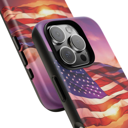 Stylish Phone Case - American Flag At Sunset Design - Patriotic Gift for Veterans - Independence Day -  Summer Vibes -