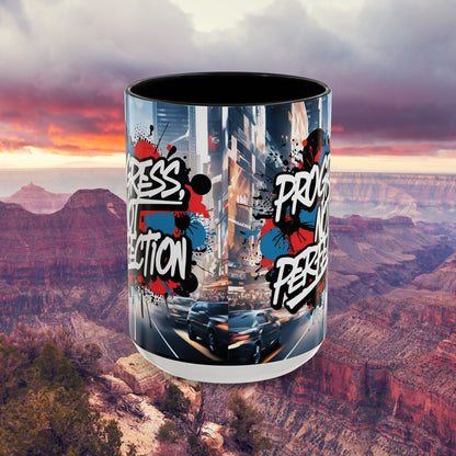 Progress Not Perfection! Graffiti Style Mug - Vibrant Design - 11oz/15oz - 8 Colors